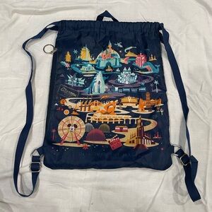 Disney Adventure Park Drawstring Backpack - Navy and Multicolor